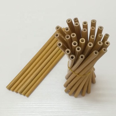 White and Green Natural bamboo straw with logo paper package