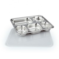 Best Price Food Grade Wholesale Stainless Steel 5 Compartments Hospital Food Tray with Lid