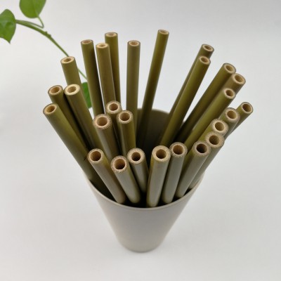 Purely natural eco-friendly good quality 20cm green bamboo drinking straws with brush