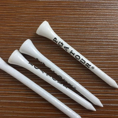 Wholesale stocked 7cm bamboo golf tees with customized logo printing