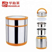 round insulated stainless steel lunch box food with double wall