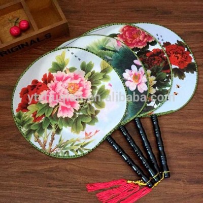 Wholesale Advertising Custom Design Printing Paper Round Bamboo Hand Fan