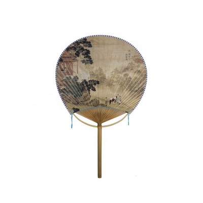 Custom Logo Round Bamboo Paper Hand Fan