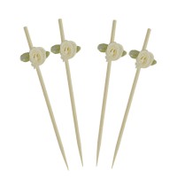 Food Grade Wooden Flower Bead Bamboo Cocktail Picks Skewers Stick